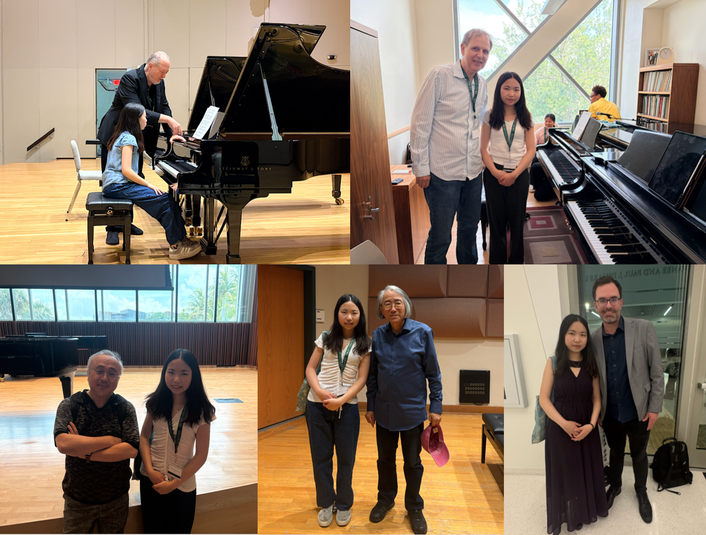 Meining Wu in master classes at the Frost Chopin Academy & Festival with Garrick Ohlsson, Kevin Kenner, and Dang Thai Son