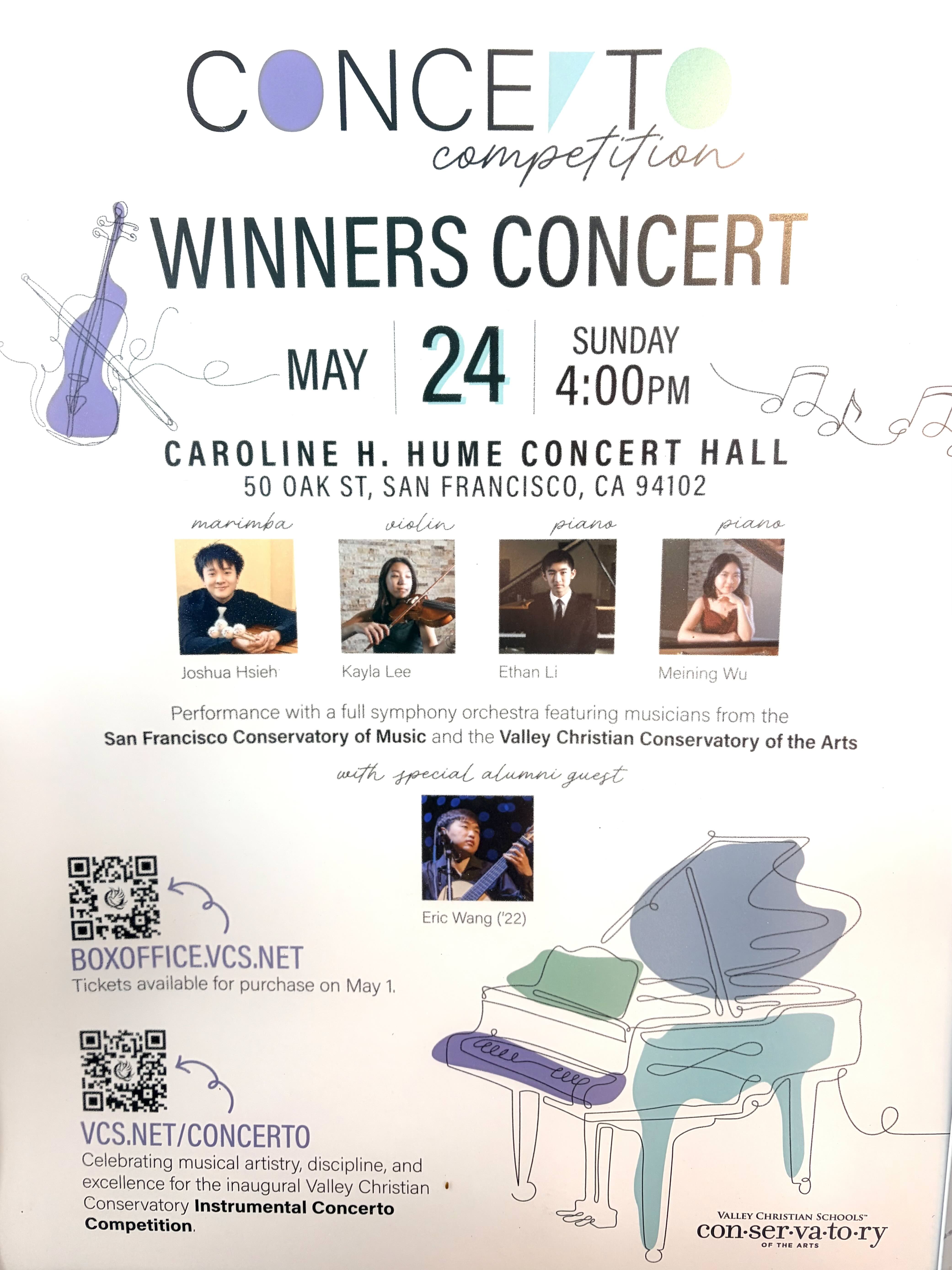 Valley Christian Conservatory Concerto Competition Winners